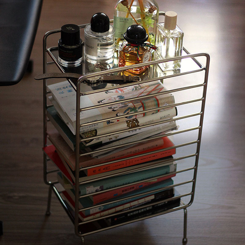 Modern Minimalist Lines Rectangular Stainless Steel End Table 2-Tier For Living Room