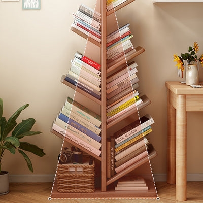 Contemporary Creative Large Capacity Christmas Tree Pine Wood Floor-Standing Bookshelf 8-Shelf For Study