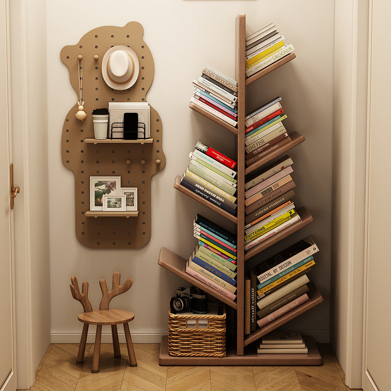 Contemporary Creative Large Capacity Christmas Tree Pine Wood Floor-Standing Bookshelf 8-Shelf For Study