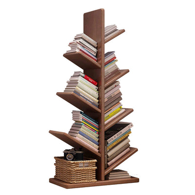 Contemporary Creative Large Capacity Christmas Tree Pine Wood Floor-Standing Bookshelf 8-Shelf For Study