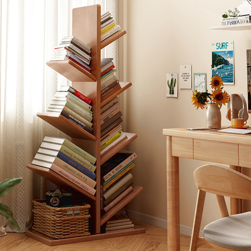 Contemporary Creative Large Capacity Christmas Tree Pine Wood Floor-Standing Bookshelf 8-Shelf For Study