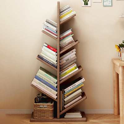 Contemporary Creative Large Capacity Christmas Tree Pine Wood Floor-Standing Bookshelf 8-Shelf For Study
