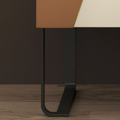 Contemporary Nordic Rectangular Carbon Steel Pine Wood Nightstand 1-Drawer For Bedroom