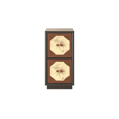 Traditional Chinese Narrow Rectangular Solid Wood Multi-Layer Board Pine Wood Nightstand 2-Drawer For Bedroom