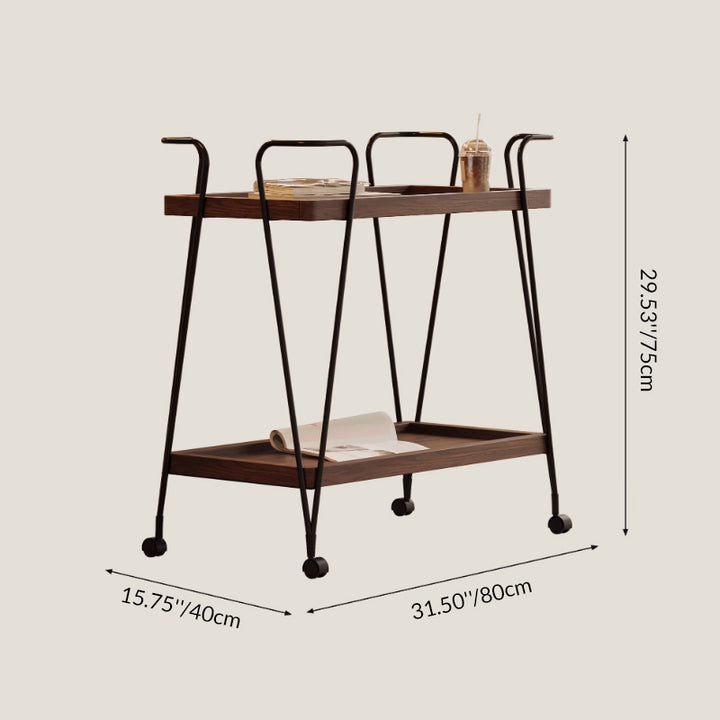 Modern Simplicity Movable Rectangular Iron Ecological Wood Board End Table 2-Tier For Living Room