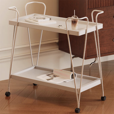 Modern Simplicity Movable Rectangular Iron Ecological Wood Board End Table 2-Tier For Living Room