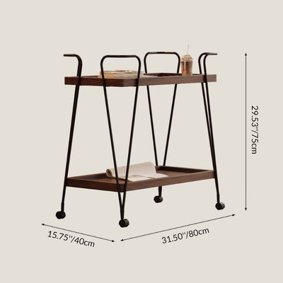 Modern Simplicity Movable Rectangular Iron Ecological Wood Board End Table 2-Tier For Living Room
