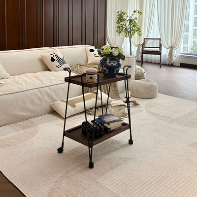 Modern Simplicity Movable Rectangular Iron Ecological Wood Board End Table 2-Tier For Living Room