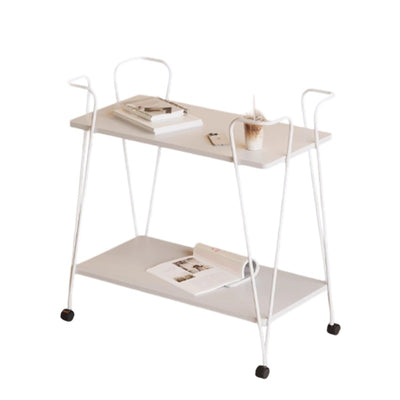 Modern Simplicity Movable Rectangular Iron Ecological Wood Board End Table 2-Tier For Living Room