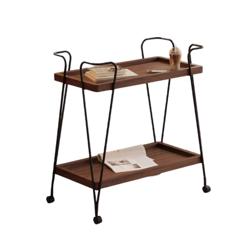 Modern Simplicity Movable Rectangular Iron Ecological Wood Board End Table 2-Tier For Living Room