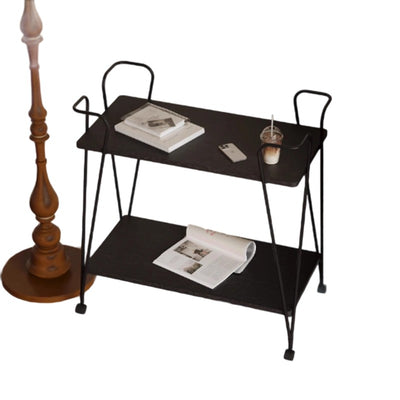 Modern Simplicity Movable Rectangular Iron Ecological Wood Board End Table 2-Tier For Living Room