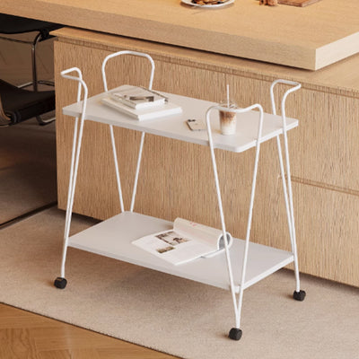 Modern Simplicity Movable Rectangular Iron Ecological Wood Board End Table 2-Tier For Living Room