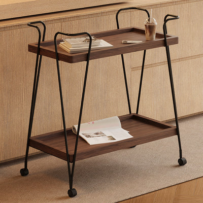 Modern Simplicity Movable Rectangular Iron Ecological Wood Board End Table 2-Tier For Living Room
