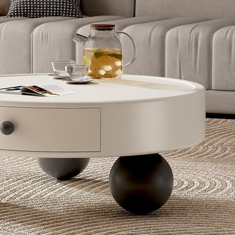 Modern Art Deco Snowman Round MDF Fiberglass Coffee Table 1-Tier For Living Room