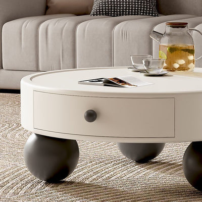 Modern Art Deco Snowman Round MDF Fiberglass Coffee Table 1-Tier For Living Room