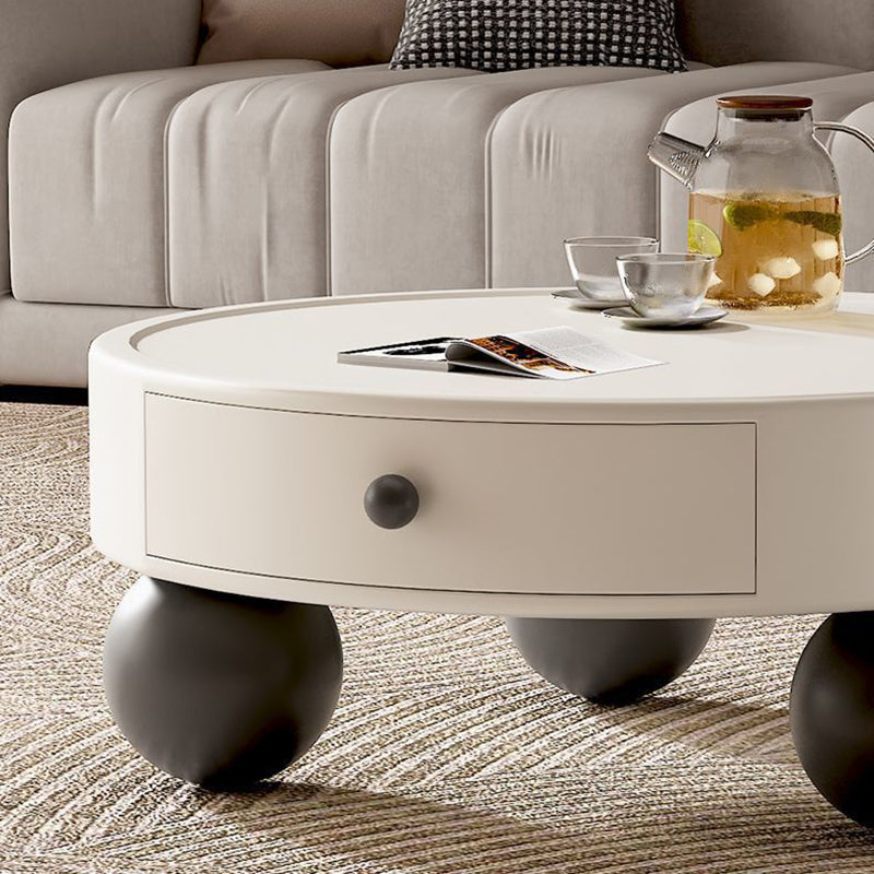 Modern Art Deco Snowman Round MDF Fiberglass Coffee Table 1-Tier For Living Room
