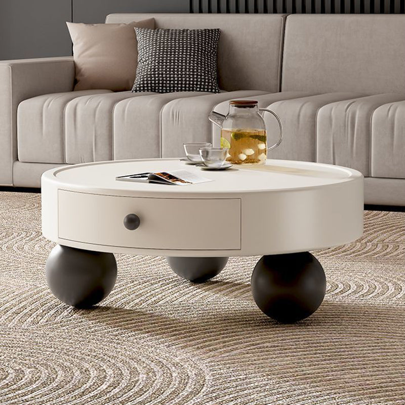 Modern Art Deco Snowman Round MDF Fiberglass Coffee Table 1-Tier For Living Room