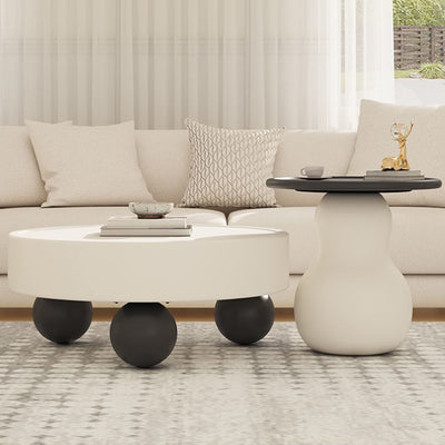 Modern Art Deco Snowman Round MDF Fiberglass Coffee Table 1-Tier For Living Room