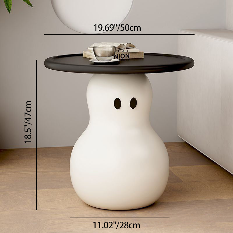 Modern Art Deco Snowman Round MDF Fiberglass Coffee Table 1-Tier For Living Room