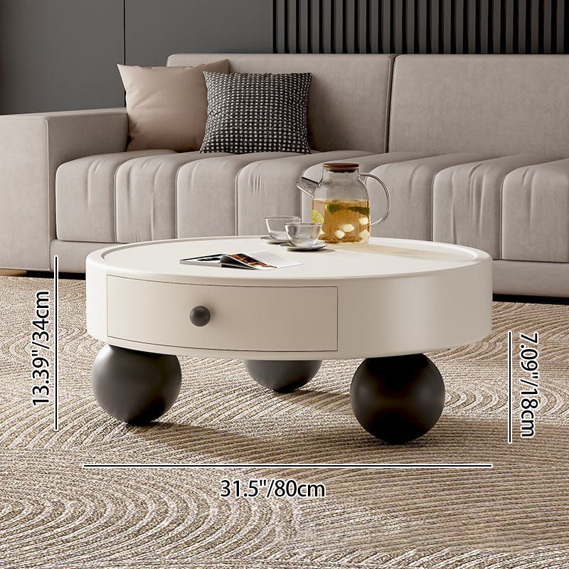 Modern Art Deco Snowman Round MDF Fiberglass Coffee Table 1-Tier For Living Room