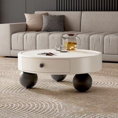 Modern Art Deco Snowman Round MDF Fiberglass Coffee Table 1-Tier For Living Room