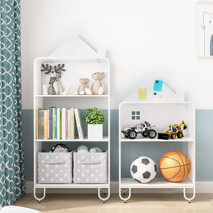 Moderner minimalistischer Standregal in Hausform aus Eisen mit großer Kapazität für Kinder mit 2/3 Regalen für das Studium 