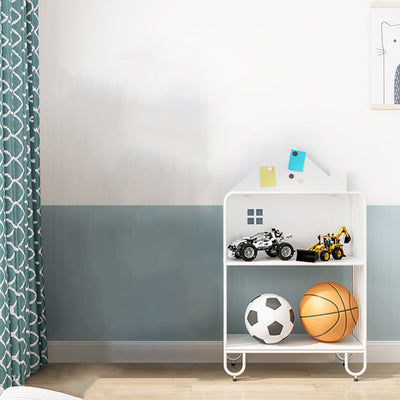 Modern Minimalist Large Capacity House Shape Iron Kids Floor-Standing Bookshelf 2/3-Shelf For Study