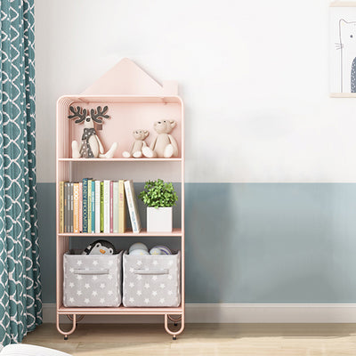 Modern Minimalist Large Capacity House Shape Iron Kids Floor-Standing Bookshelf 2/3-Shelf For Study