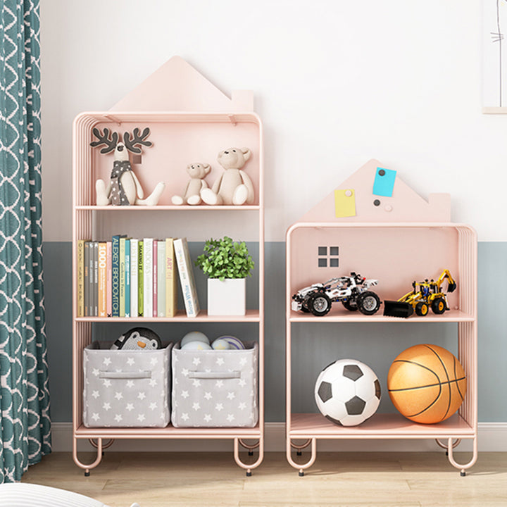 Moderner minimalistischer Standregal in Hausform aus Eisen mit großer Kapazität für Kinder mit 2/3 Regalen für das Studium 