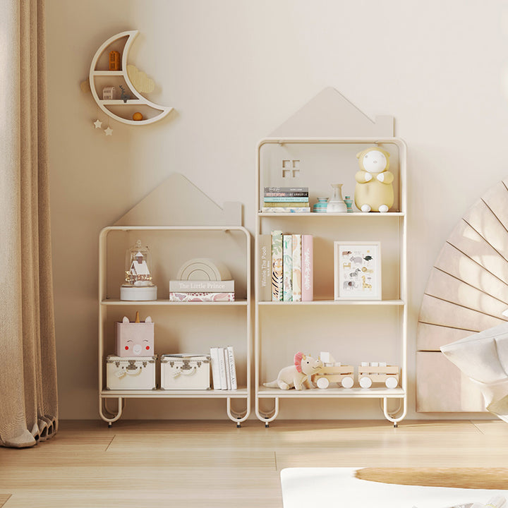 Moderner minimalistischer Standregal in Hausform aus Eisen mit großer Kapazität für Kinder mit 2/3 Regalen für das Studium 