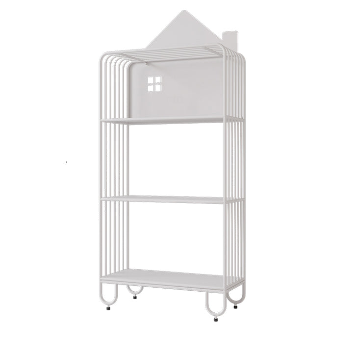 Modern Minimalist Large Capacity House Shape Iron Kids Floor-Standing Bookshelf 2/3-Shelf For Study