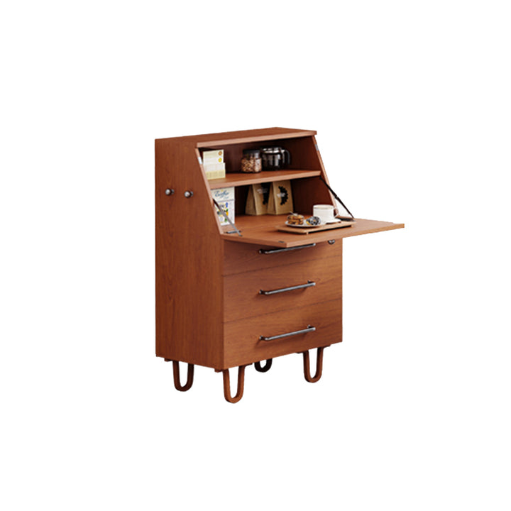 Contemporary Retro Rectangular Large Capacity Ash Wood Plywood Storage Cabinet 3-Drawer For Living Room