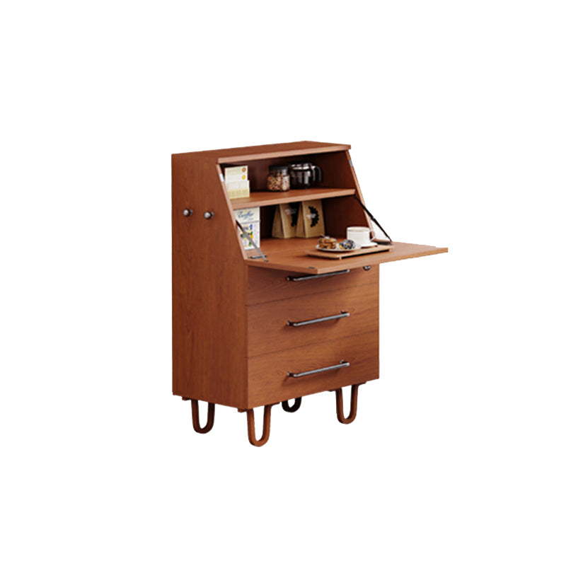 Contemporary Retro Rectangular Large Capacity Ash Wood Solid Wood Multi-Layer Board Storage Cabinet 3-Drawer For Living Room
