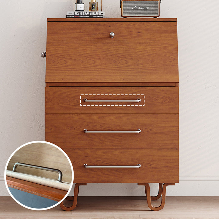 Contemporary Retro Rectangular Large Capacity Ash Wood Plywood Storage Cabinet 3-Drawer For Living Room