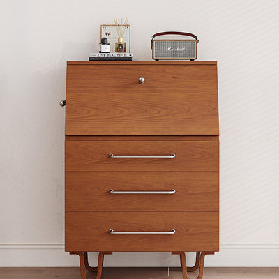 Contemporary Retro Rectangular Large Capacity Ash Wood Solid Wood Multi-Layer Board Storage Cabinet 3-Drawer For Living Room