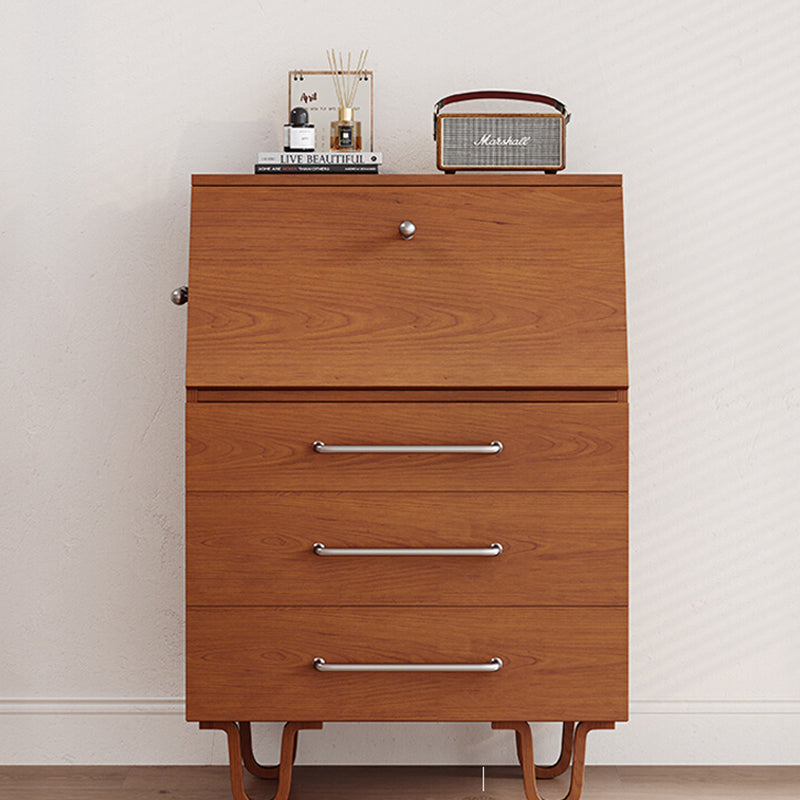 Contemporary Retro Rectangular Large Capacity Ash Wood Solid Wood Multi-Layer Board Storage Cabinet 3-Drawer For Living Room