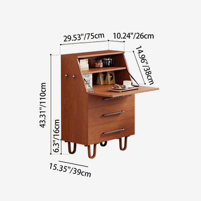 Contemporary Retro Rectangular Large Capacity Ash Wood Solid Wood Multi-Layer Board Storage Cabinet 3-Drawer For Living Room