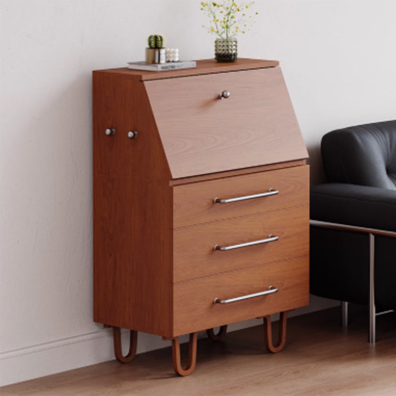 Contemporary Retro Rectangular Large Capacity Ash Wood Plywood Storage Cabinet 3-Drawer For Living Room
