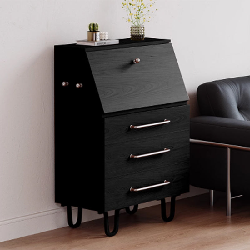 Contemporary Retro Rectangular Large Capacity Ash Wood Plywood Storage Cabinet 3-Drawer For Living Room