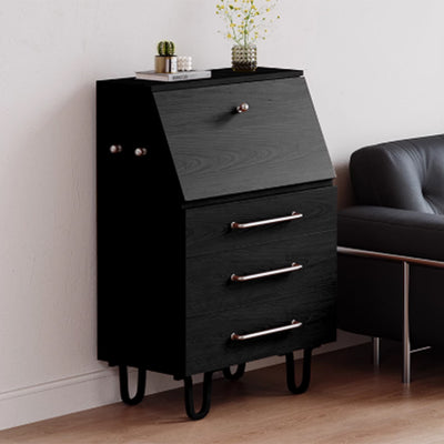 Contemporary Retro Rectangular Large Capacity Ash Wood Solid Wood Multi-Layer Board Storage Cabinet 3-Drawer For Living Room