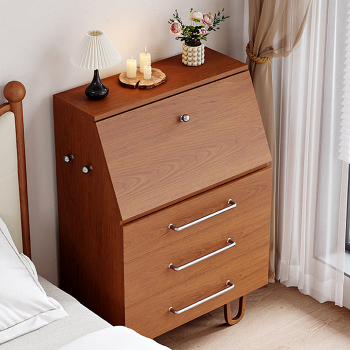 Contemporary Retro Rectangular Large Capacity Ash Wood Plywood Storage Cabinet 3-Drawer For Living Room