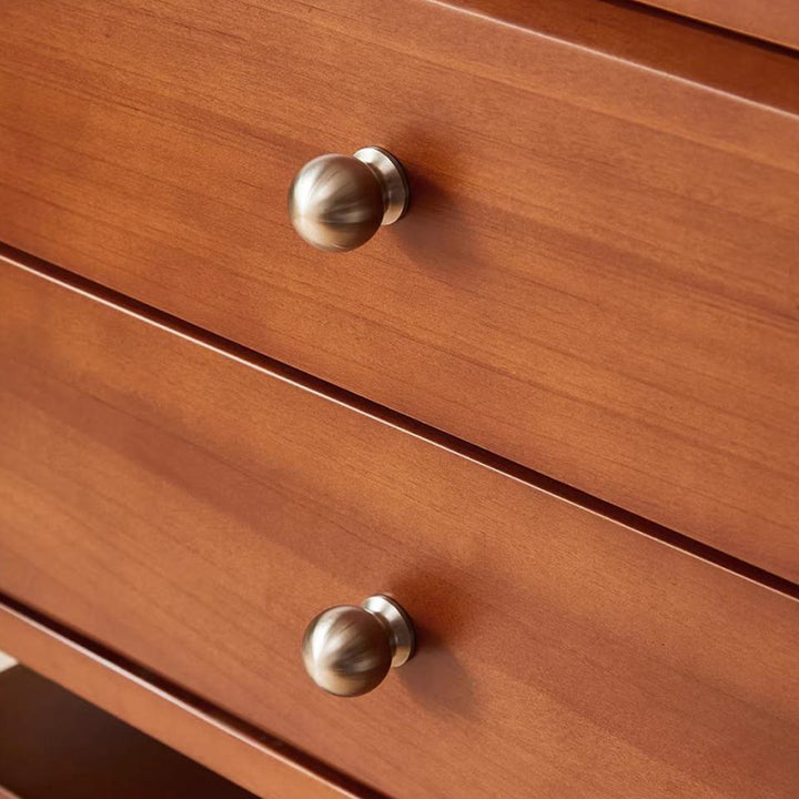 Armoire de rangement contemporaine rétro rectangulaire en acier inoxydable, hévéa, pin et bois de cerisier à 6 tiroirs pour salon 