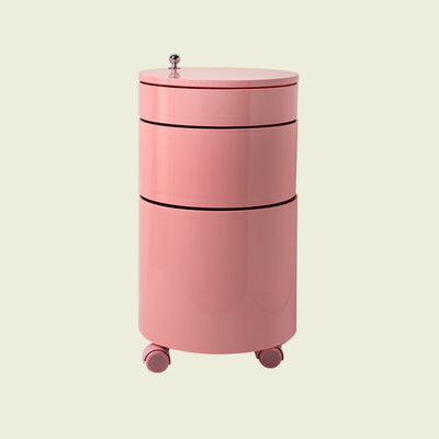 Modern Minimalist Rotatable Round ABS Steel Plate Movable End Table 2/3-Cabinet For Living Room