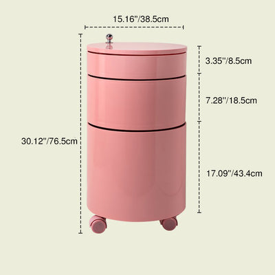 Modern Minimalist Rotatable Round ABS Steel Plate Movable End Table 2/3-Cabinet For Living Room