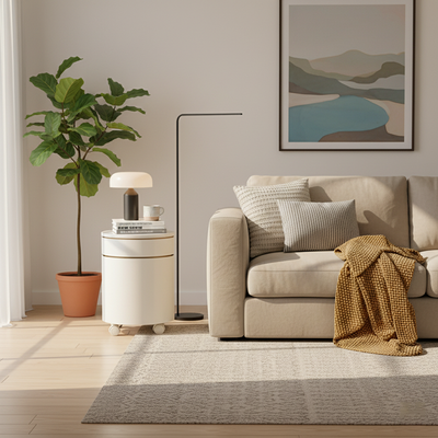 Modern Minimalist Rotatable Round ABS Steel Plate Movable End Table 2/3-Cabinet For Living Room