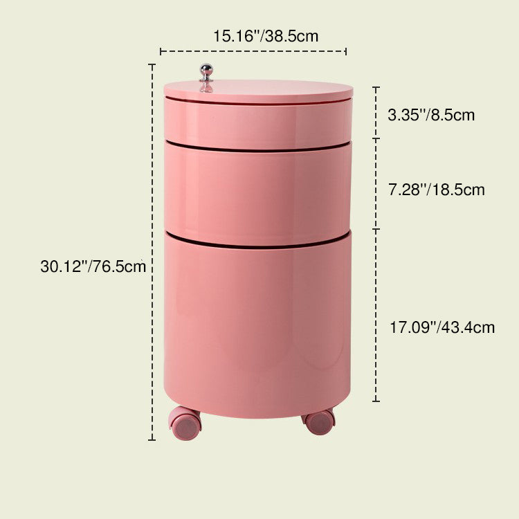 Modern Minimalist Rotatable Round ABS Steel Plate Movable End Table 2/3-Cabinet For Living Room