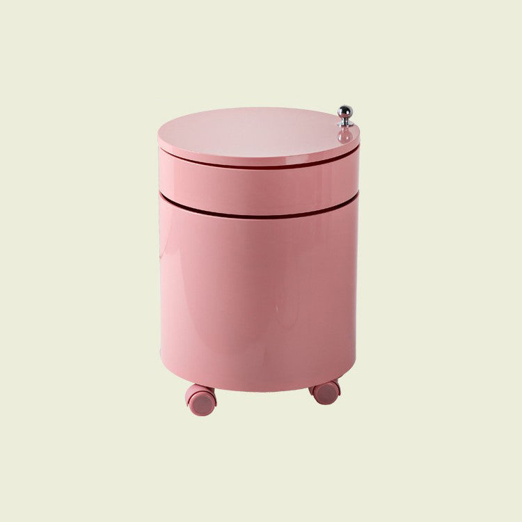 Modern Minimalist Rotatable Round ABS Steel Plate Movable End Table 2/3-Cabinet For Living Room