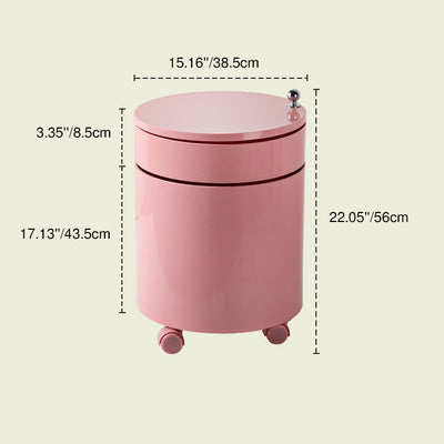 Modern Minimalist Rotatable Round ABS Steel Plate Movable End Table 2/3-Cabinet For Living Room