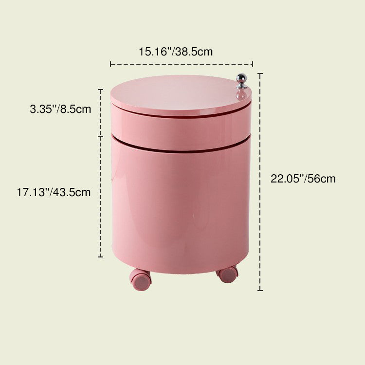 Modern Minimalist Rotatable Round ABS Steel Plate Movable End Table 2/3-Cabinet For Living Room