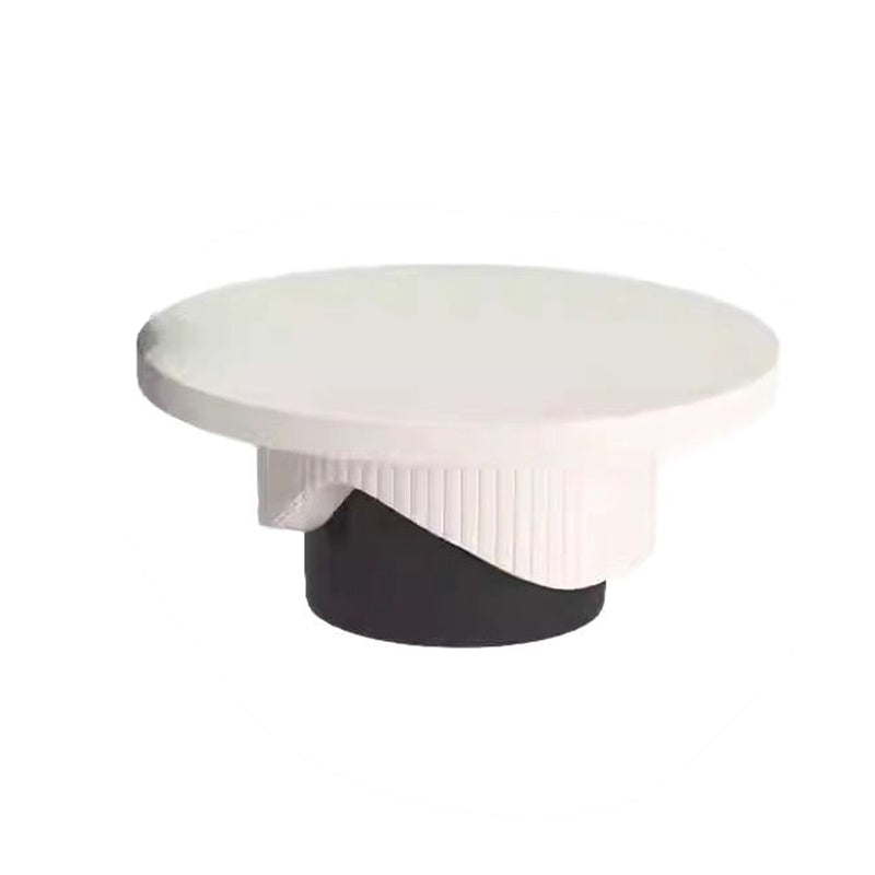 Contemporary Scandinavian Round Plywood Plastic Coffee Table 1-Tier For Living Room